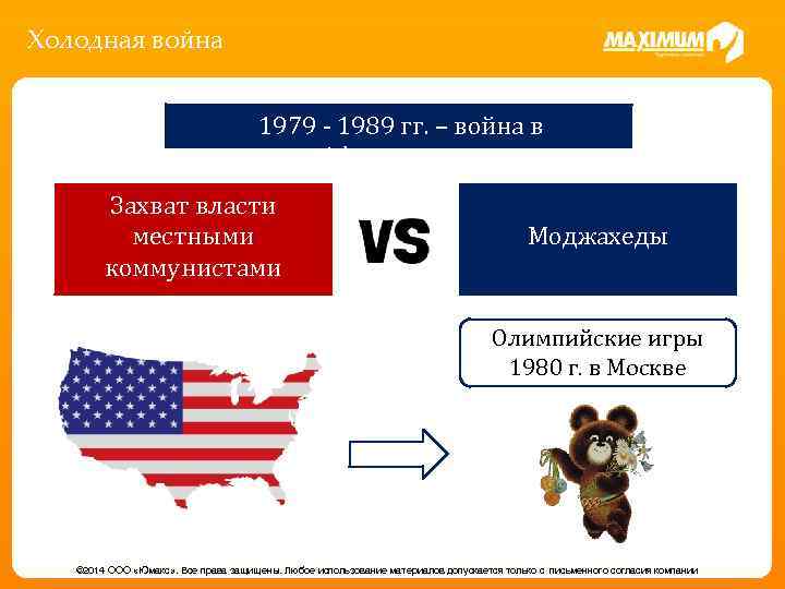 Холодная война 1979 - 1989 гг. – война в Афганистане Захват власти местными коммунистами