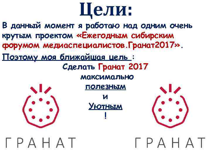 Цели: В данный момент я работаю над одним очень крутым проектом «Ежегодным сибирским форумом