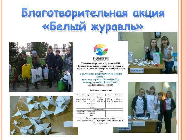 Благотворительная акция «Белый журавль» 