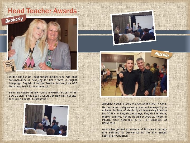 Head Teacher Awards ny Betha Austin dance Atten ate ic Certif E Z BRON