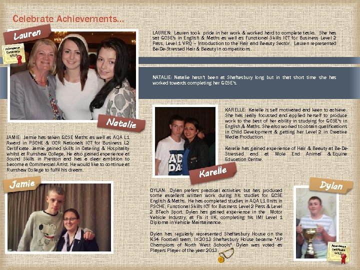 Celebrate Achievements… Lauren LAUREN: Lauren took pride in her work & worked hard to