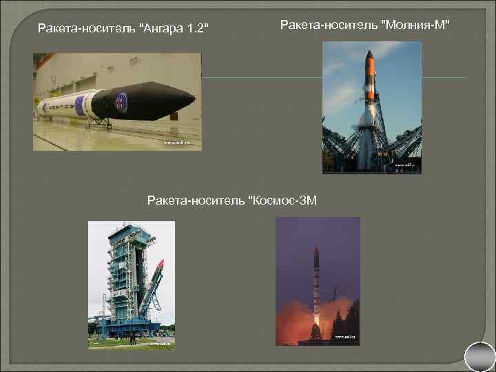 Ракета-носитель "Ангара 1. 2" Ракета-носитель "Молния-М" Ракета-носитель "Космос-ЗМ 