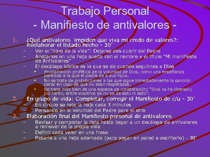 Trabajo Personal - Manifiesto de antivalores 1. – – – 2. 3. – –