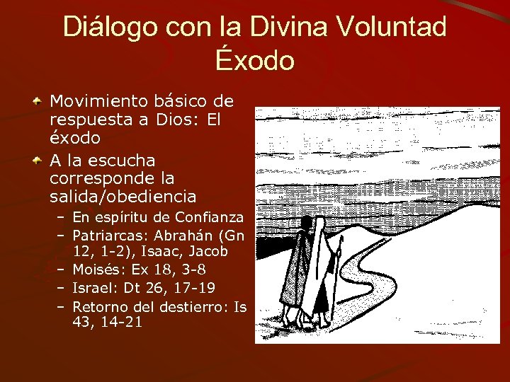 Diálogo con la Divina Voluntad Éxodo Movimiento básico de respuesta a Dios: El éxodo