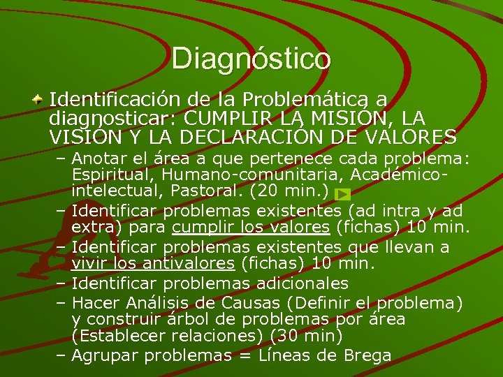 Diagnóstico Identificación de la Problemática a diagnosticar: CUMPLIR LA MISIÓN, LA VISIÓN Y LA