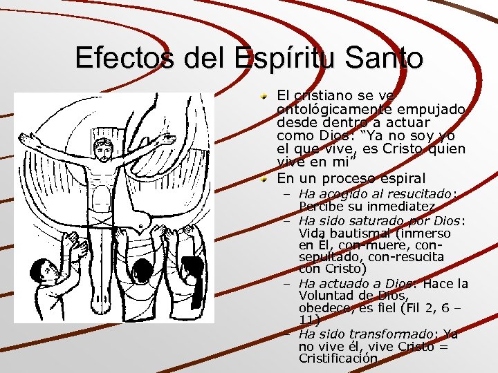 Efectos del Espíritu Santo El cristiano se ve ontológicamente empujado desde dentro a actuar