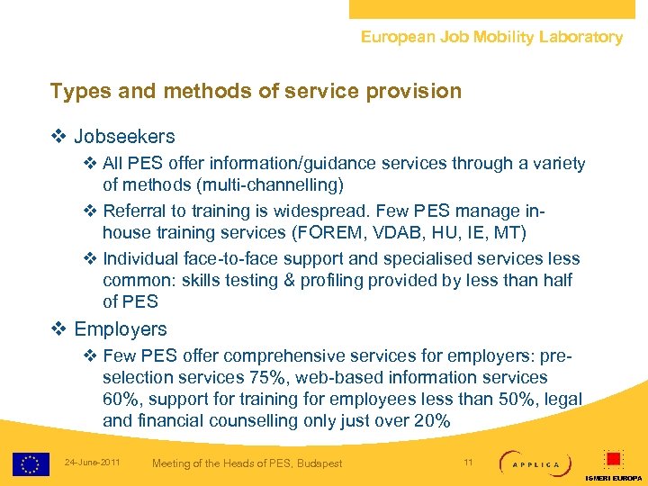 European Job Mobility Laboratory Types and methods of service provision v Jobseekers v All