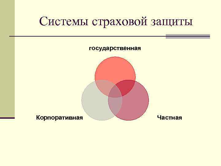 Системы страховой защиты государственная Корпоративная Частная 