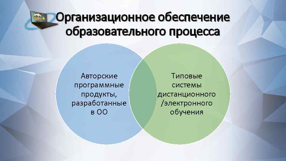 Организационное обеспечение образовательного процесса Авторские программные продукты, разработанные в ОО Типовые системы дистанционного /электронного