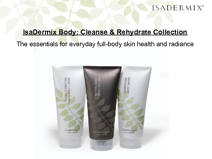 Isa. Dermix Body: Cleanse & Rehydrate Collection The essentials for everyday full-body skin health