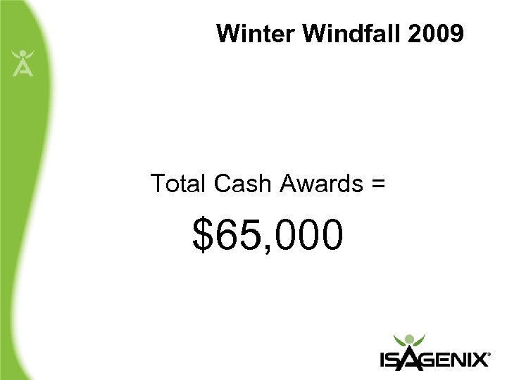 Winter Windfall 2009 Total Cash Awards = $65, 000 