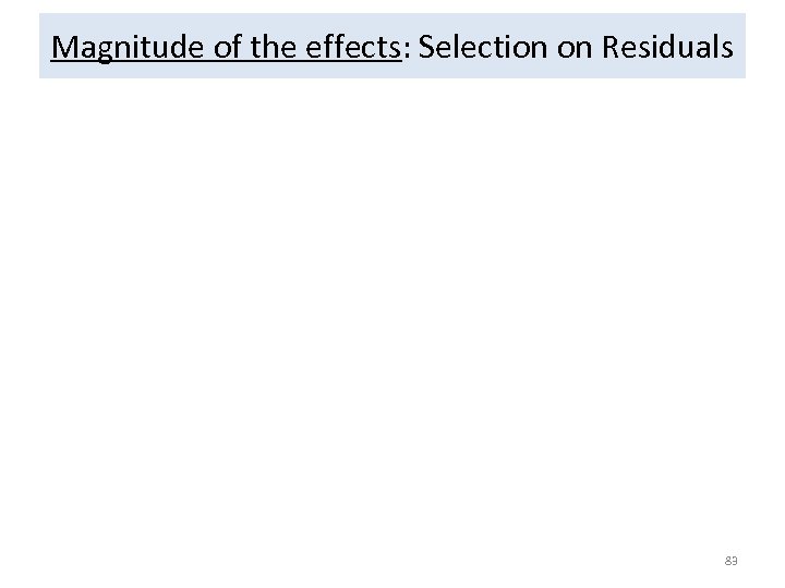 Magnitude of the effects: Selection on Residuals 83 