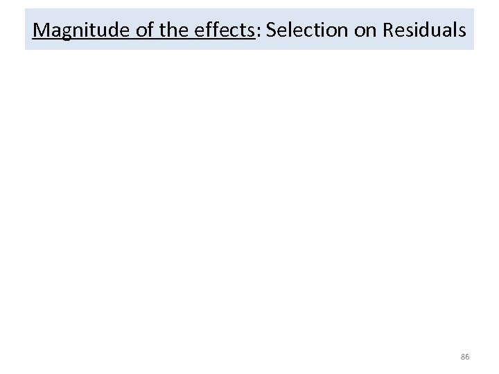 Magnitude of the effects: Selection on Residuals 86 