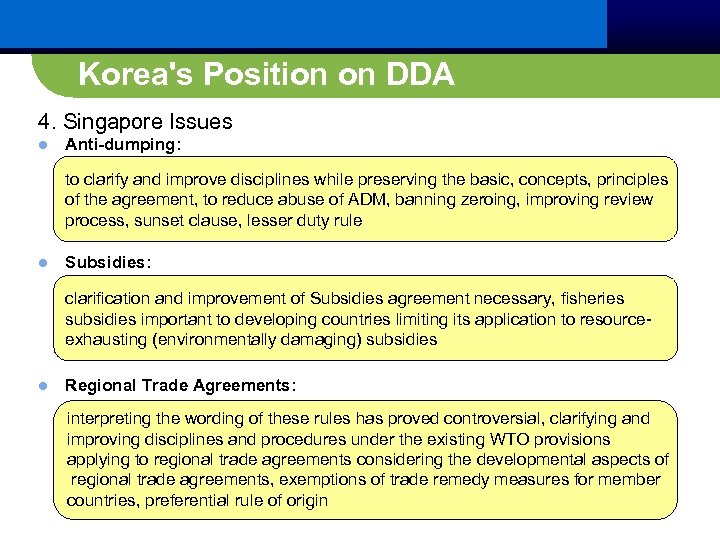 Korea's Position on DDA 4. Singapore Issues l Anti-dumping: to clarify and improve disciplines