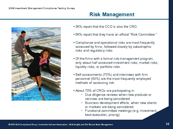 2009 Investment Management Compliance Testing Survey Risk Management • 36% report that the CCO