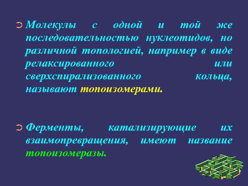 ➲ Молекулы с одной и той же последовательностью нуклеотидов, но различной топологией, например в
