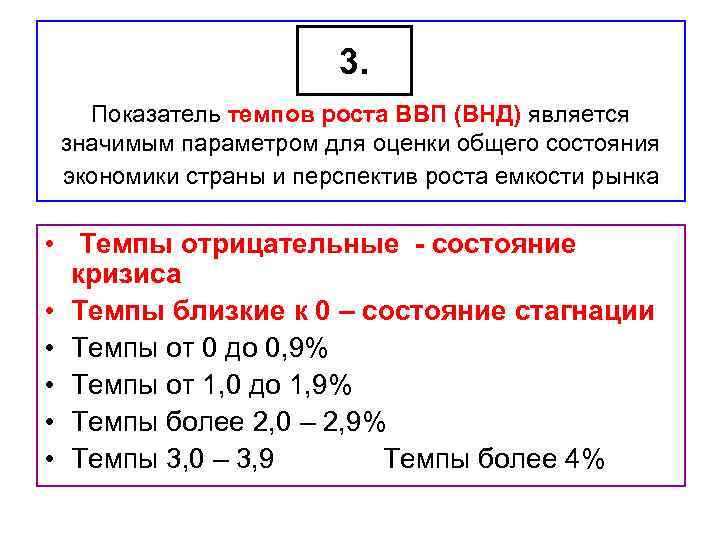 3. Показатель темпов роста ВВП (ВНД) является значимым параметром для оценки общего состояния экономики