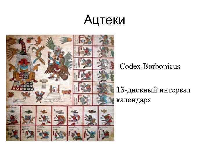 Ацтеки Codex Borbonicus 13 -дневный интервал календаря 