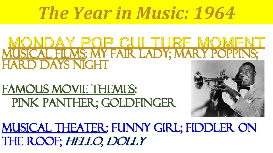 The Year in Music: 1964 Musical Films: My Fair Lady; Mary Poppins; Hard Days