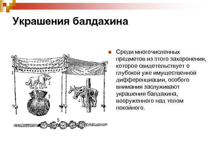 Украшения балдахина n Среди многочисленных предметов из этого захоронения, которое свидетельствует о глубокой уже