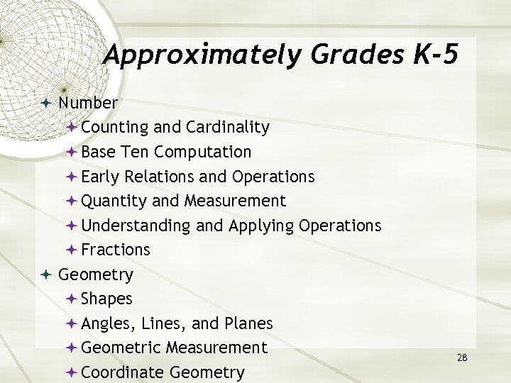 Approximately Grades K‐ 5 Number Counting and Cardinality Base Ten Computation Early Relations and