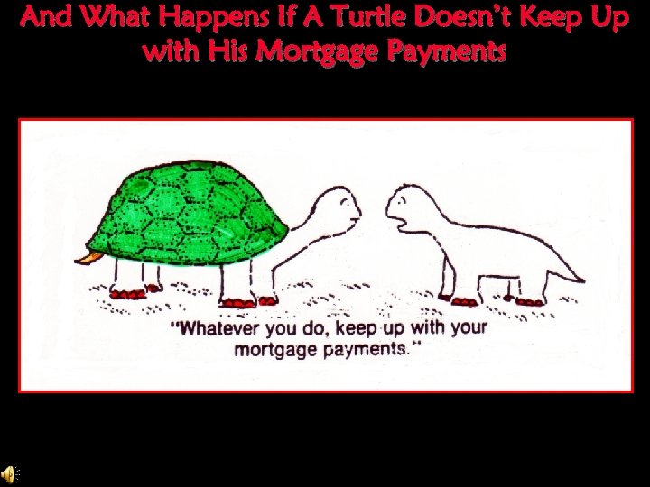 And What Happens If A Turtle Doesn’t Keep Up with His Mortgage Payments 