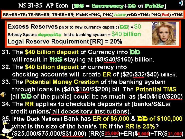 NS 31 -35 AP Econ [MS = Currrency+DD of Public] RR+ER=TR; TR-RR=ER; TR-ER=RR; MXER=PMC;