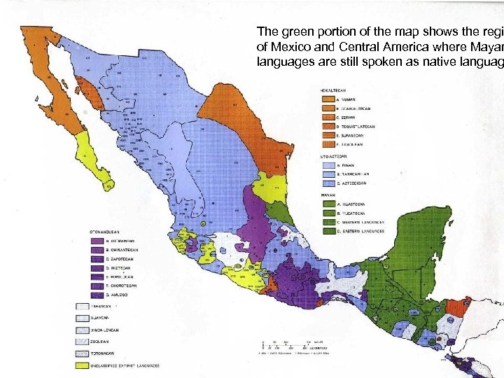 The green portion of the map shows the regi of Mexico and Central America