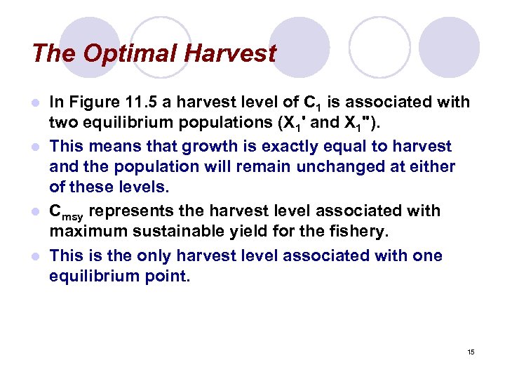 The Optimal Harvest In Figure 11. 5 a harvest level of C 1 is