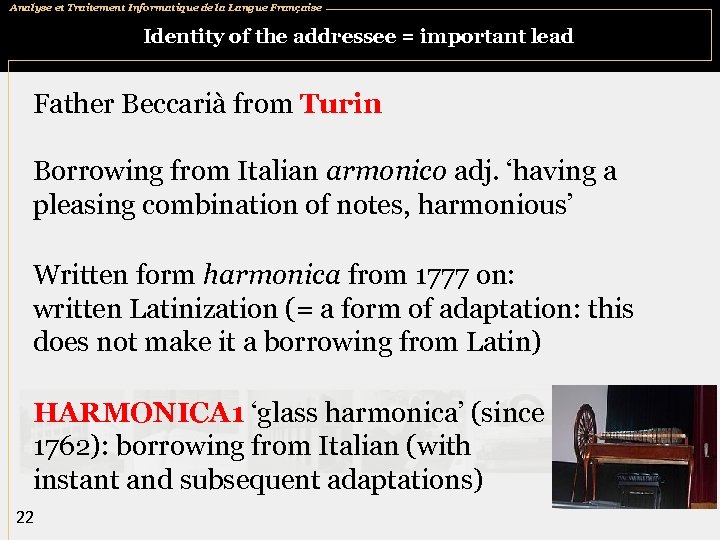 Analyse et Traitement Informatique de la Langue Française Identity of the addressee = important