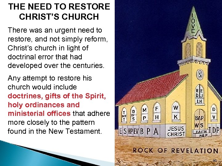 THE NEED TO RESTORE CHRIST’S CHURCH There was an urgent need to restore, and