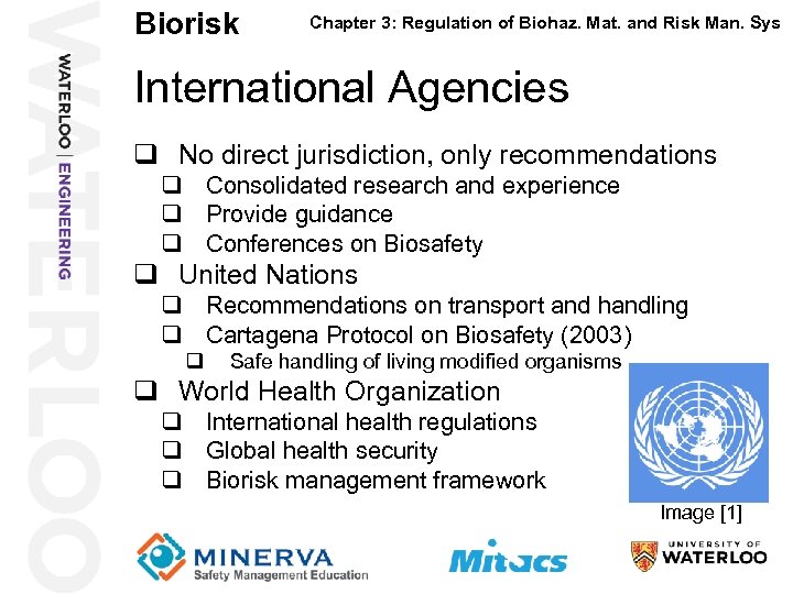 Biorisk Chapter 3: Regulation of Biohaz. Mat. and Risk Man. Sys International Agencies 9