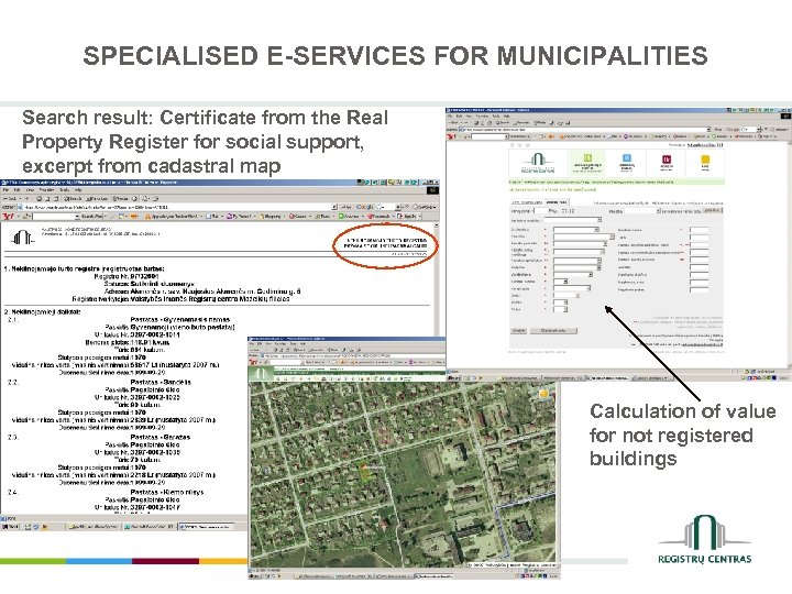 SPECIALISED E-SERVICES FOR MUNICIPALITIES Search result: Certificate from the Real Property Register for social