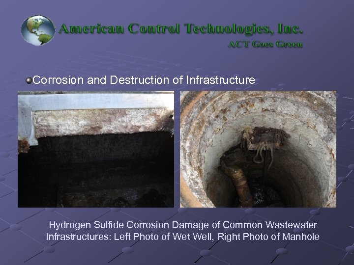 Corrosion and Destruction of Infrastructure Hydrogen Sulfide Corrosion Damage of Common Wastewater Infrastructures: Left