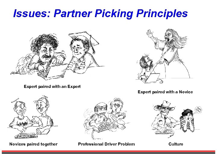 Issues: Partner Picking Principles Expert paired with an Expert paired with a Novices paired