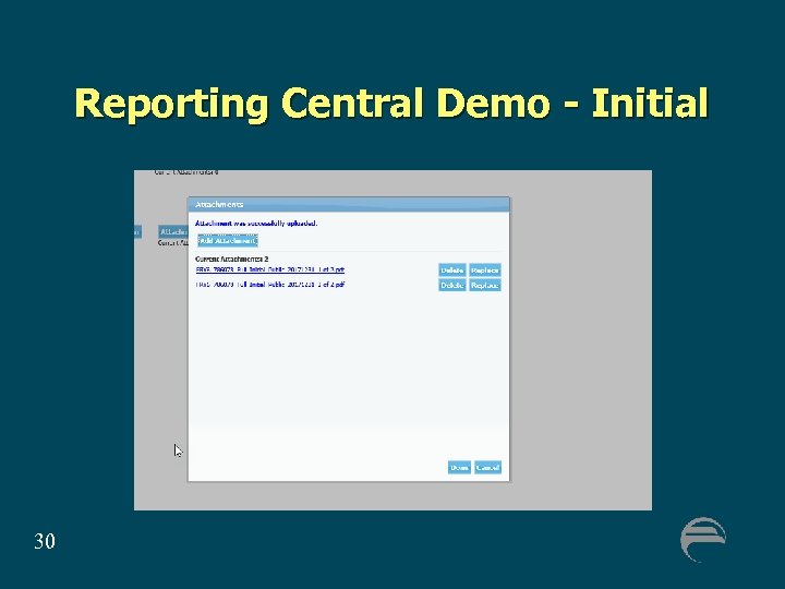 Reporting Central Demo - Initial 30 
