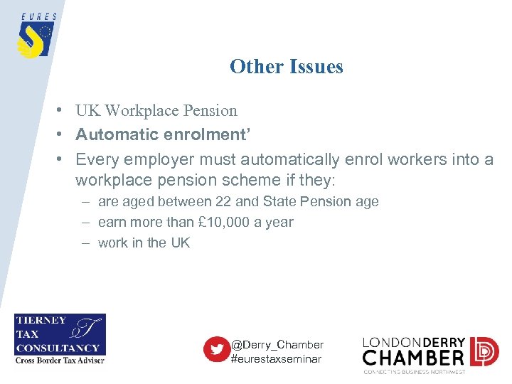 Other Issues • UK Workplace Pension • Automatic enrolment’ • Every employer must automatically