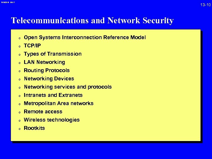 3/18/2018 08: 17 Telecommunications and Network Security 0 Open Systems Interconnection Reference Model 0