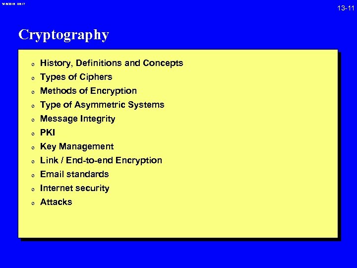 3/18/2018 08: 17 Cryptography 0 History, Definitions and Concepts 0 Types of Ciphers 0
