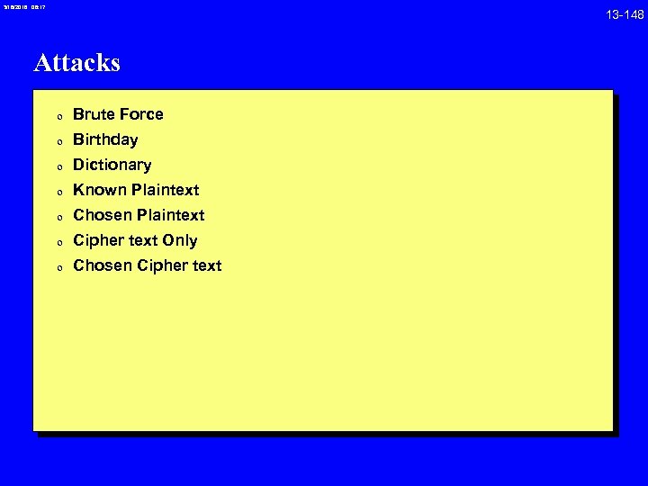 3/18/2018 08: 17 Attacks 0 Brute Force 0 Birthday 0 Dictionary 0 Known Plaintext
