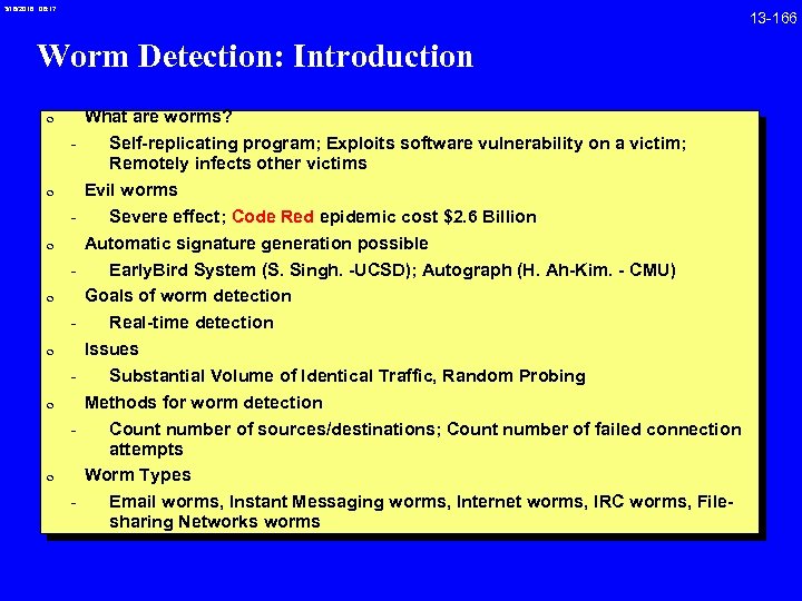 3/18/2018 08: 17 Worm Detection: Introduction 0 0 0 0 - What are worms?