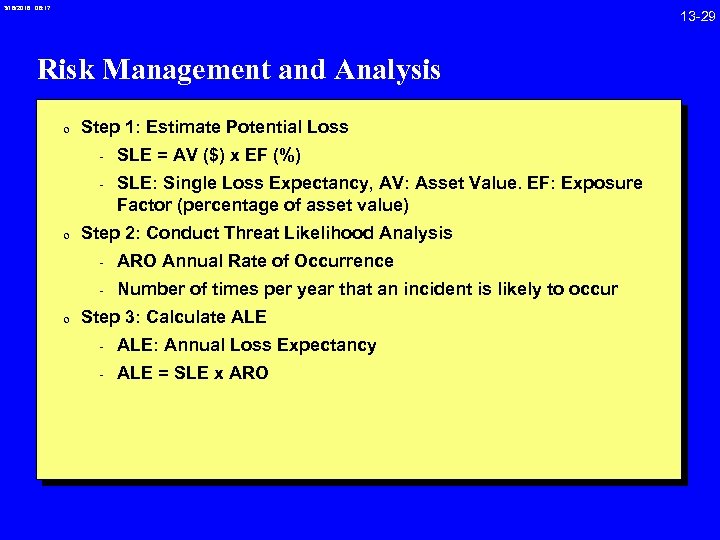 3/18/2018 08: 17 Risk Management and Analysis 0 Step 1: Estimate Potential Loss -