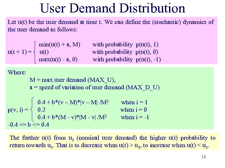 User Demand Distribution Let u(t) be the user demand at time t. We can