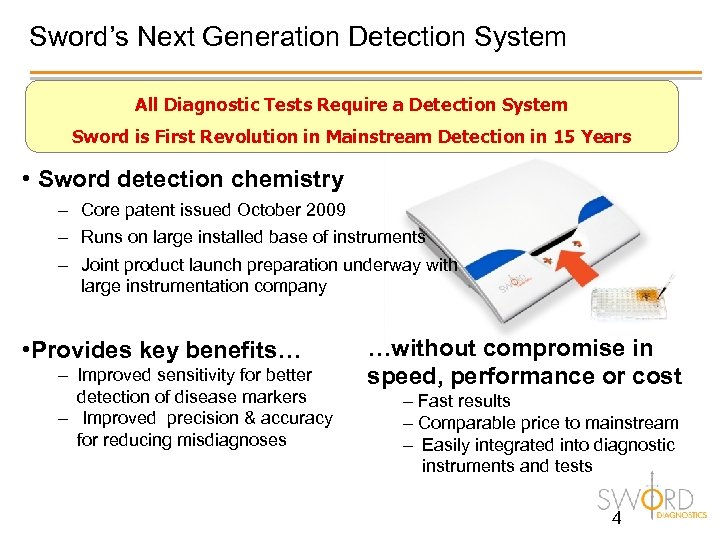 Sword’s Next Generation Detection System All Diagnostic Tests Require a Detection System Sword is