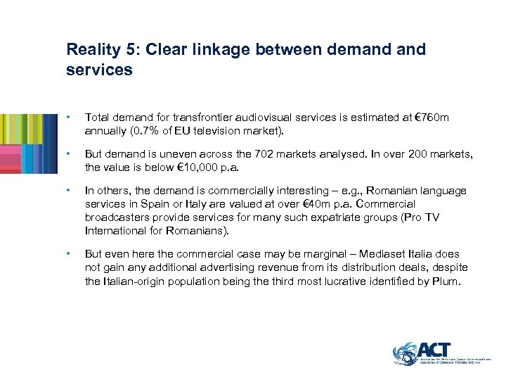 Reality 5: Clear linkage between demand services • Total demand for transfrontier audiovisual services
