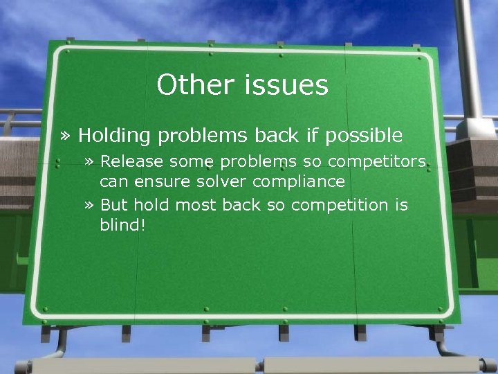 Other issues » Holding problems back if possible » Release some problems so competitors