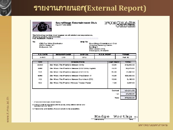www. it. msu. ac. th รายงานภายนอก(External Report) มหาวทยาลยมหาสารคาม 