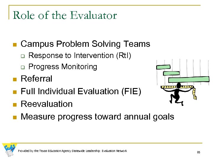 Role of the Evaluator n Campus Problem Solving Teams q q n n Response