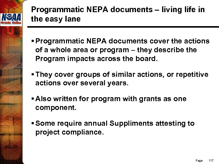 Programmatic NEPA documents – living life in the easy lane § Programmatic NEPA documents
