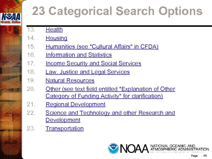 23 Categorical Search Options 13. 14. 15. 16. 17. 18. 19. 20. 21. 22.